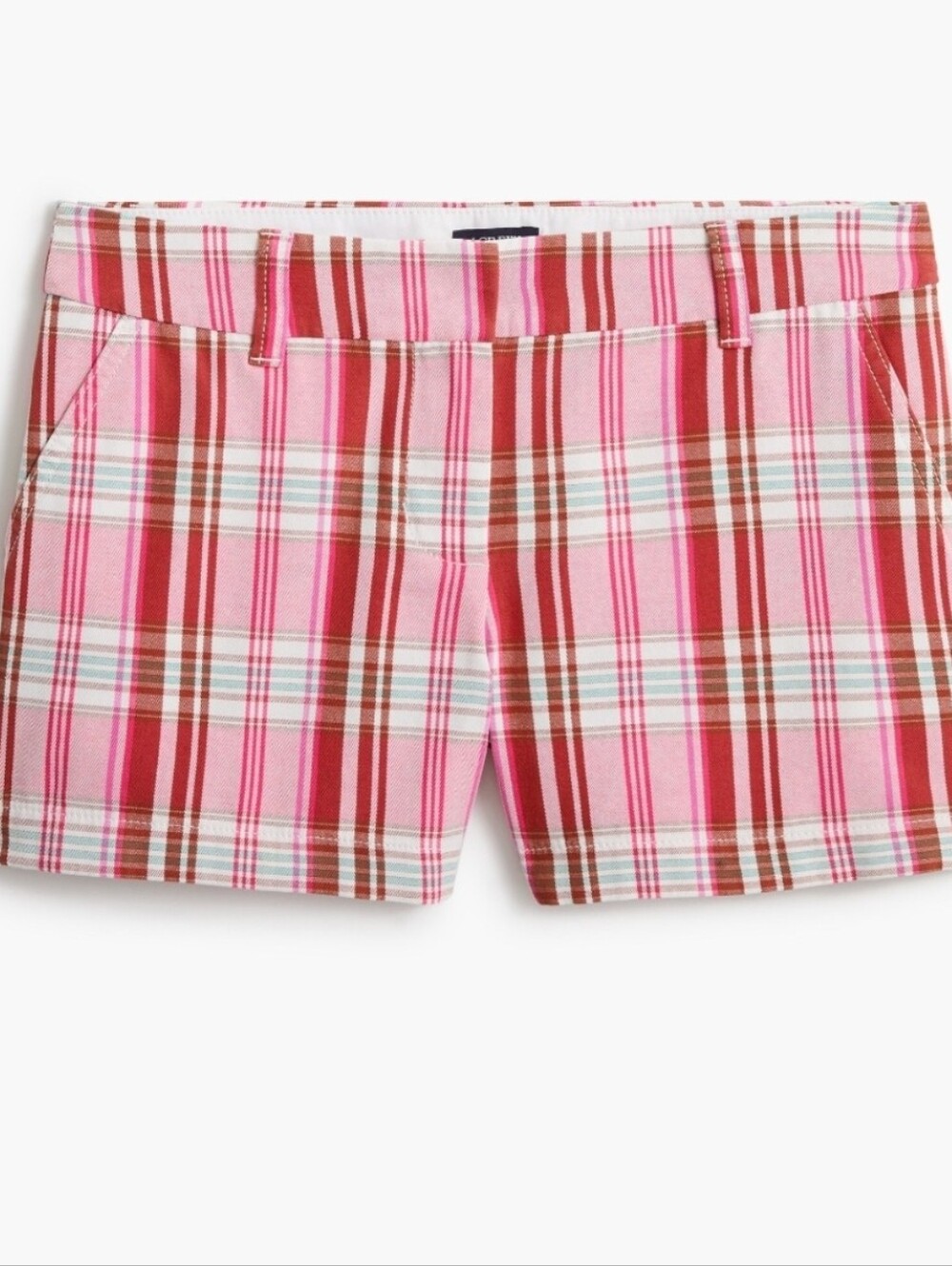 J. Crew Pink & Red Plaid Classic Chino Shorts Size 6